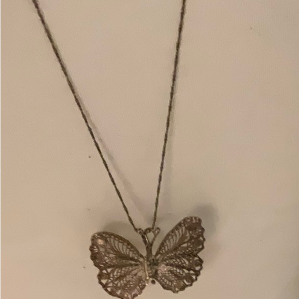 ND 925 Italy Chain and Sterling 9K Butterfly Gold Toned Vintage